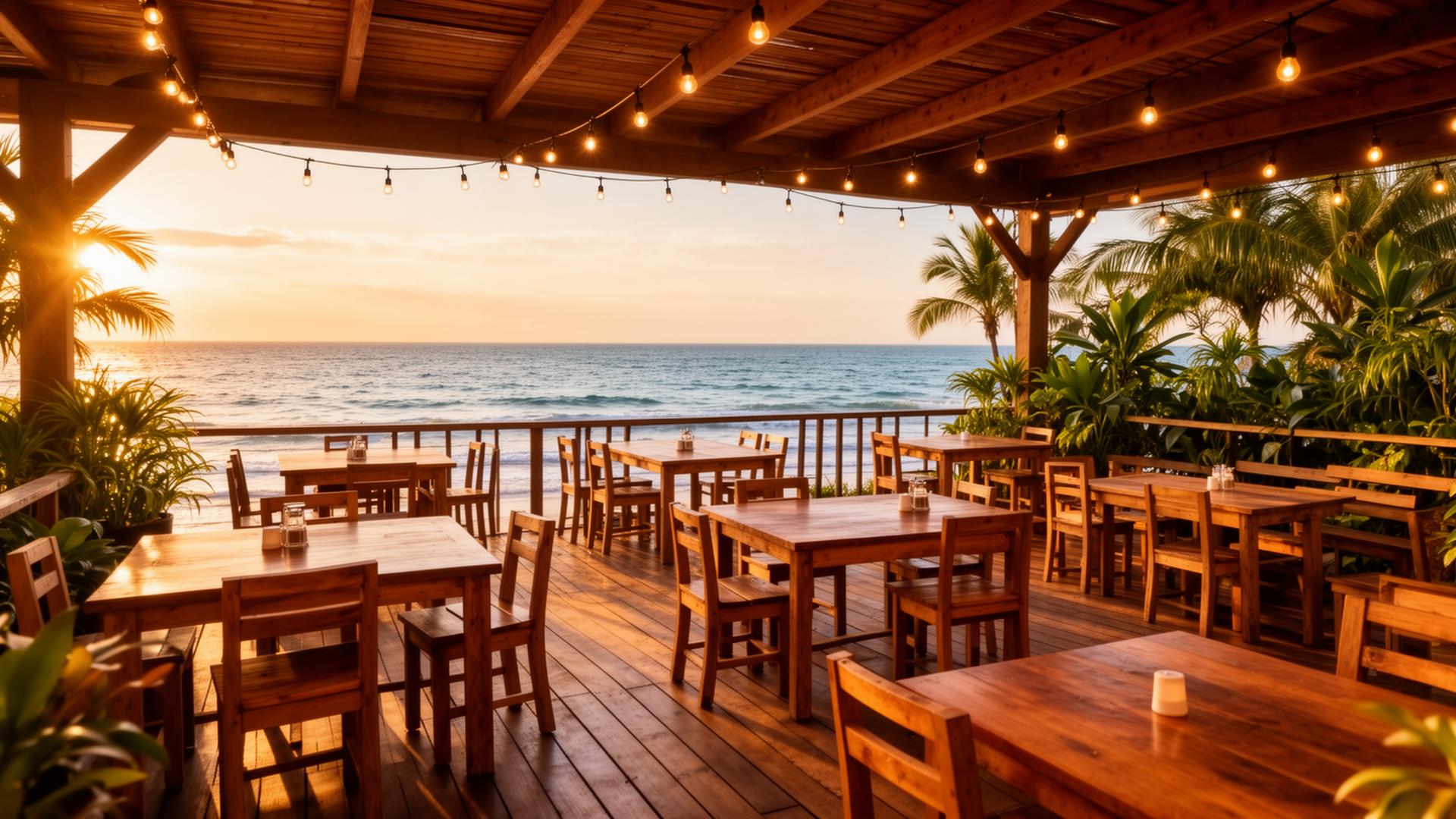 Ambiente do Deck do Fred ao entardecer